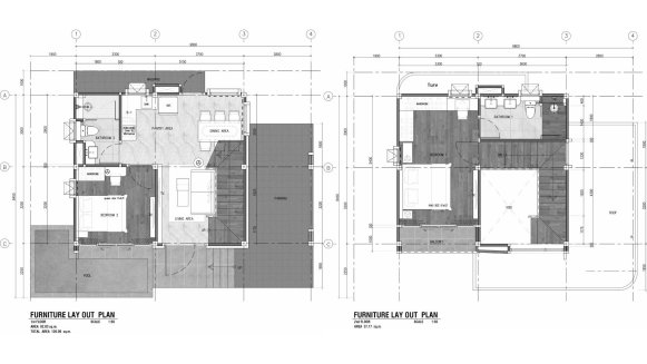 Villa floor plan, 2 bedrooms in VIP SPACE ODYSSEY Villas No. 11006 (2D)
